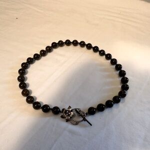 Bronzite &l 925‎ silver Gemstone Beads Necklace